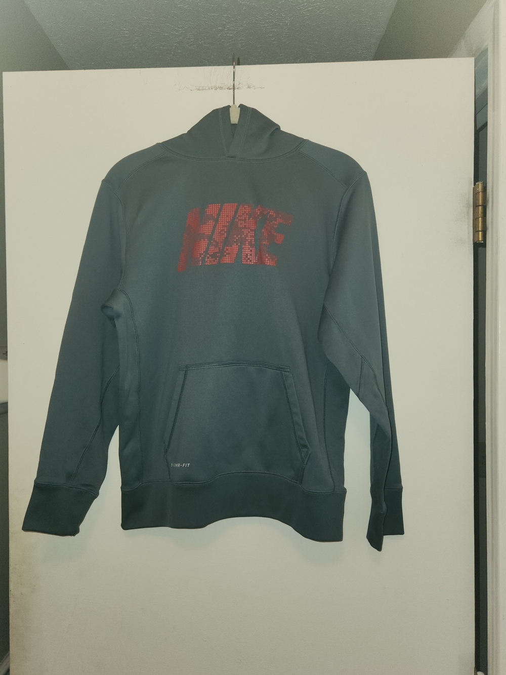 Nike Boys Gray Pullover Hoodie with Red Logo XL